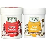 Fuchs Würzen statt Salzen 'Pikant' Salzersatz Gewürzmischung, auf Paprikabasis, Gewürz zum Kochen und Würzen ohne Salz (3x60 g) & statt Salzen 'Asia' orientalische Gewürzmischung Salzersatz (3 x 70 g)