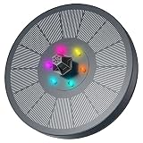 Solar Springbrunnen 3W mit LED Licht 2021 Upgrade, AISITIN Solarbrunnen mit akku und 7 Fontänenstile Solar Teichpumpe Solar Wasserpumpe für Garten, Vogel-Bad, Fisch-B