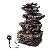 Gartenbrunnen Wasserfall RockFountain - 32 x 23 x 48 cm - hochwertige Steinnachbildung aus Polyresin - IP44 für den Garten - Wasserspiel Kaskadenbrunnen Deko Springbrunnen, esotec 101455