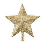 GREDIA Glittered Christmas Star Tree Topper Dekorative Baumkrone Bruchsicherer Stern für Weihnachtsbaum Krone Weihnachten Ferienhaus Party Hochzeit Ornament Dekoration 20cm 1 Stück (Gold)