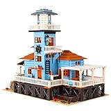 Creative Variety Serie altmodisches Fischerboot Haus Leuchtturm Angelhaus Baustein Set Bauspiel Set Kompatibel mit Lego Clipping Street View