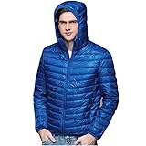 Poryu Herren schlanke DaunenjackeLook mit Kapuze | warme strapazierfähige Winterjacke gefütterte robuste Reißverschluss Hoodie Outwear Tops Pullover Bluse M