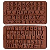 2 Stück Silikon-Schokoladenform 'Buchstaben und Zahlen' Silikon, Schokoladenbuchstaben und Zahlenformen Silikon Alphabet Form Silikon Schokoladenformen und Eiswürfelschalen Fondantform zum Back