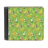 Birnenbanane Pfirsich Wassermelone Leder Geldbörsen für Damen Herren Ledergeldbörse Personalisiert Portemonnaie Blockierung Slim Brieftasche Geschenk für Männer Mädchen White Einheitsgröß