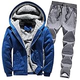 EMPERSTAR Herren Lässiger Langärmeliger Hoodie Reißverschluss Strickjacke Fleecejacke Sweatshirt Anzug Blau+Rinde Grau+4XL