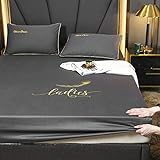 YFGY Spannbettlaken FüR Boxspringbetten Wasserbett Super King 180 * 220 cm, rutschfeste Tagesdecke Kissenbezug aus Baumwolle Bettwäsche, Matratzenschutz für Hotel Apartments Dunkelgrau 3PCS