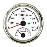 ZWXC Neue Universal 2. In 1 GPS. Tacho-Kilometer- Tachometer mit Geographisches Positionierungs System Antenne for Bootsauto Motorrad Multifunktional Digital Gaug (Color : White Silver)