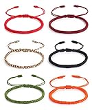 CASSIECA 6 Stück Freundschaft Armbänder Verstellbar Tibetisches Armband Buddhistische Handgemachten Glück Seilknoten Handgemachte Geflochtenes Armbänder für Damen Mädchen Kabbalah Armb