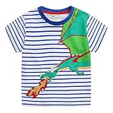 Little Hand T-Shirt für Kinder, Jungen, niedliches Dinosaurier-Motiv, kurzärmelig, Baumwolle, für Kleinkinder im Alter von 1–7 Jahren Gr. 3-4 Jahre, 6# Dinosaurier/blaue S