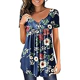t Shirt Damen Kurzarm v Ausschnitt Damen Hemd Kurzarm Longbluse Damen Kurzarm Damen Tunika Langarm elegant t Shirt Damen Kurzarm top Batwing Baby Laterne vafoly Oversize Shirt Damen W
