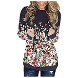 floryday Pullover Damen Xmas Hoodie Langarmshirt Damen lang Damen Langarmshirt sexy Pullover Damen fledermausärmel Bluse Damen Langarm Glitzer Pullover Shirt in a-Linien Form t Shirt schw