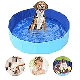 SYCASE Hundepool Schwimmbecken Für Kleine & Große Hunde, Faltbare Hund Planschbecken, Hundebadewanne, Planschbecken für Kinder und Hunde, Eco-Friendly PVC Hundepool 32'x 8'