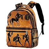 LORVIES Griechenland Schwarze Figur Töpferei Ancient Greek Mythology Centaur Casual Rucksack Schulterrucksack Büchertasche für Schule Studenten R