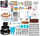 Nifogo Tortendekoration Set Gebäckwerkzeug 3-Größe Springformen Kuchen Backzubehör Spritztüllen Kit, Kuchen rotierenden Drehteller Torten Spritzbeutel Ideal für Anfänger und Kuchenliebhaber (442PCS)