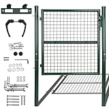 Randaco Gartentor aus verzinktem Stahl, 150x100cm Grün Zauntür Hoftor Gartenpforte inkl. Schloss, Türklinke, und 3 Schlüsseln, Gartentor Zauntür Metall Hoftür Gartenpforte G