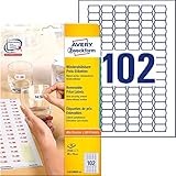 AVERY Zweckform L3410REV-25 Preis-Etiketten (2.550 Preisaufkleber, 26x16mm auf A4, bedruckbar, selbstklebend, wieder rückstandsfrei ablösbar, für temporäre Preisauszeichnungen/Angebote) 25 Blatt, weiß