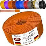 Von 5 bis 100m Aderleitung H07 V-K 2,5 mm² Schwarz, Hellblau, Grün/Gelb, Rot, Dunkelblau, Braun, Orange, Grau, Weiß, Violett oder Gelb Einzelader flexibel (Orange, 25m)