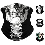 Halloween Multifunktionstuch Schlauchschal - Skelett Bandana Herren/Damen Halstuch - Atmungsaktiv Gesichtsmaske Kopftuch - Lustig Bedrucktes Schlauchtuch - Halstuch Outdoor für Motorrad Sport L