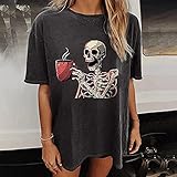 Oversize-Shirt-Damen-Vintage: DRALOFAO Friends Basic Vintage Lose Tunika Tops Sport Lang Muster Oberteile Elegant Sonne Motiv Rundhalsausschnitt T Shirt Bluse Tshirt Schmetterling