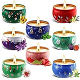 BEYAOBN Duftkerzen Geschenkset, 8 Stück Christmas Scented Candle Set, Natürliches Sojawachs Aromatherapie Kerzen Weihnachtskerzen-Set Aroma Kerzen für Weihnachten, Geburtstag, Valentinstag, Bad,Yog