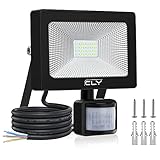 CLY 20W LED Strahler mit Bewegungsmelder,LED Scheinwerfer 2000LM IP66 Wasserdicht, Außenstrahler Superhelle,Kaltes Weiß,LED Fluter Sensorleuchten für Garten, Hinterhof, Garage, Tü