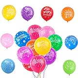 50 Stück Luftballons Bunt mit Happy Birthday Überschrift für kinderGeburtstag Deko,12 Zoll Natur latex Helium Ballons Mix Farben für Baby kinder Junge Jungs mädchen Jungen Geburtstag Party Dek