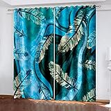 YTSDBB Vorhang kinderzimmer Junge Cartoon gemalt abstrakt Feder B 183 x H 160 cm Thermovorhang Schlafzimmer Lichtundurchlässig Stoff Lärmschutzvorhang für Junge Mädchen Wohnzimmer Teenag