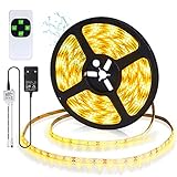 Aigostar - LED Streifen Warmweiß mit Fernbedienung LED Strip Lichtstreifen Dimmbar selbstklebend Natürliches lichtband 3000K Wasserdicht Innen Außen für Haus Küche Schlafzimmer Deck