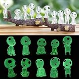 Zueyen 10 Stück verschiedene Feengarten-Accessoires, leuchten im Dunkeln, Baumelelfen, Gartendekoration, Miniatur-Leuchtgeist, Mononoke leuchtende Baumelelfen, Kodama, Gartenarbeit, Topfdek