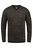 Blend Dansel Herren Strickpullover Feinstrick Pullover Mit V-Ausschnitt Und Melierung, Größe:L, Farbe:Burned Orange (73823)