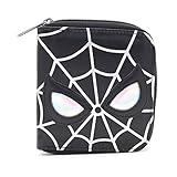 WINGHOUSE x Marvel Black Spider Man Reflektierende Augen Bifold Reißverschluss Geldbörse Organizer mit Mü