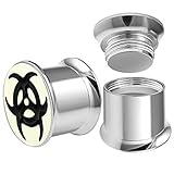 bodyjewelrytrend 2 Stück Tunnel Mit Innengewinde Schraube Stammes Logo Edelstahl Ohrschmuck Plug Dehnstäbe Ohr Dehnstab Piercing Plugs Dehner Dehnen Flesh D4FCX - 12
