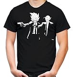 Pulp Fiction Son Goku & Piccolo Männer und Herren T-Shirt | Dragonball Vegeta Comic Manga (XL, Schwarz)