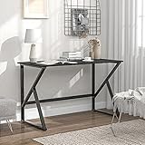 Studententisch Platz Sparen Schreibtisch Schwarz Stabil platzsparend einfacher Aufbau Konferenztisch ​FüR Home Office （120 x 60cm Schwarz）