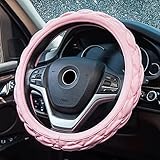 Universal Auto Lenkradhülle - Microfiber Leder Lenkradbezug 37-38.5cm Anti Rutsch Lenkradabdeckung Weiche Schwammfüllung Atmungsaktiv Lenkradschutz Lenkradschoner für Damen & Mädchen, Pink