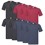 10 Fruit of the loom T Shirts Valueweight S M L XL XXL 3XL 4XL 5XL Übergröße Diverse Farbsets auswählbar (3XL, 4 Dark H.Grey / 3 Vintage H.Red / 3 Vintage H.Navy)