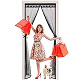 GOUDU Magnet Fliegengitter Tür Balkontür 185x210cm Fliegengitter Tür Dachfenster Insektenschutz Ohne Bohren für Balkontür Wohnzimmer Terrassentür - Black