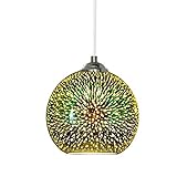 YUANFLQ Kreative Persönlichkeit LED Farbe 3D Glas Kronleuchter sphärische Feuerwerk Glas Lampenschirm Deckenleuchter E27 Lampen Restaurant Dekoration Kronleuchter Bar H