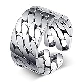 MOOKO Ring für Damen 925 Sterling Silber Mode Retro Alten Backstein Quadrat Öffnung Ring Ring Armb