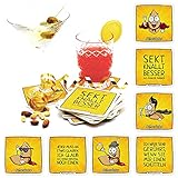 Scherzkeks® Untersetzer-Set, 20 Bierdeckel mit lustigem Spruch, beidseitig Bedruckt: 5 Verschiedene Sprüche & 5 Verschiedene Motive, 9,3 cm x 9,3 cm, 1,2 mm stark, 20 Stück