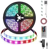 Opard 5m LED Streifen Strip 44 Tasten IR Fernbedienung RGB LED 5050 Wasserdicht Flexibel RGB IP65 LED Streifesn 150 LEDer für Decke Bar Theke Schrank Beleuchtung