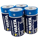 VARTA Longlife Power C Baby LR14 Batterie (4er Pack) Alkaline Batterie - Made in Germany - ideal für Spielzeug Taschenlampe CD-Player und andere batteriebetriebene G