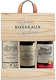 Wein Geschenk Selection Bordeaux - Wein Set Rotwein mit Goldmedaille in Holzkiste - Ideal als Geschenk - Herkunft : Bordeaux, Frankreich (3 x 0.75 l)