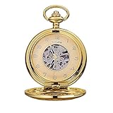 XYZK Taschenuhr, Retro, manuelle Aufziehung, Perspektive unten, mechanische Taschenuhr als Geschenk Taschenuhr & Taschenuhren (Silbergehäuse, weiße Oberfläche) (Goldgehäuse, goldene Oberfläche)