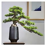 OMING Bonsai Baum 23 Zoll hohe künstliche Kiefer-Bonsai-Verzierung, Simulation Begrüßungskiefer, Kunstbaum für im Weinkabinett und Tee- Raum(mit Reinigungsbürste) Simulationsb