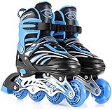 TongNS1 Rollschuhe Roller Skates verstellbare Inlineskates Größe 26-43 Unisex Fitness Skates für Erwachsene Rädern Rollschuhe für Jungen Mädchen Anfänger Dreifacher Sicherheitsschutz blue,L