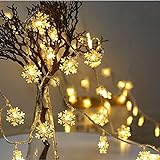 Weihnachten Deko Lichterkette Schneeflocke Lichterketten 3Mt 20 LED Schneeflockenlichter Wohnkultur Outdoor Ornament Licht Hof Garten Hängeleuchte Geschenke für Geburtstag Hochzeit (Warmweiß)