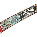Wandtattoo Selbstklebende Retro Bordüre 2,5m x 18cm Vintage Old School Look Wanddekor Wohnzimmer Wand Küche Wandaufkleber Wandsticker W004 (Nr. 3 Cars)