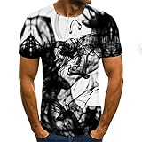 T-Shirt Herren Sommer 3D Druck Rundhals Tops Herren Regular Fit Kurzarm Stretch Sportshirt Herren Moderner Urban Style Shirt Herren Lässig Komfortabel Tops H