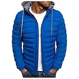 RYTEJFES Daunenjacke Leicht Mit Kapuze Schwarz Winter Steppjacke Tunnelzug Und Reißverschluss Kapuzenjacke Verdickender Warmer Softshell-Mantel Übergangsjacke Puffer Jacke Gep